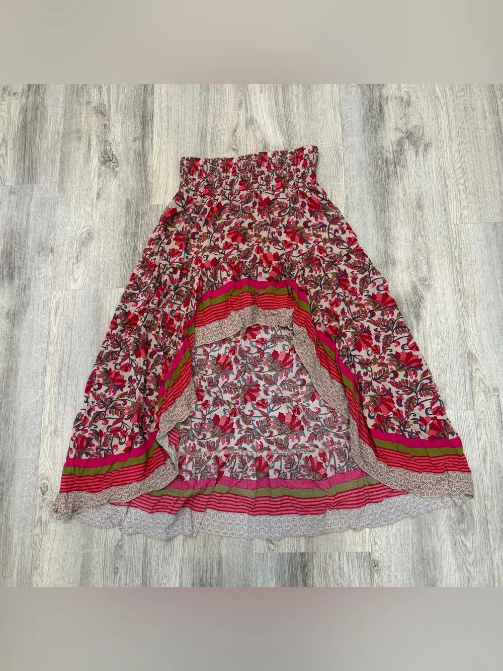 BTFBM Boho Floral High Low Maxi Skirt Size Small 100% Viscose - Picture 2 of 3